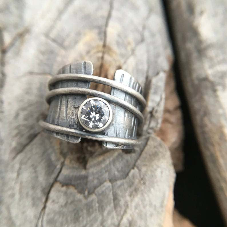 Argent Bague artisanal délicat