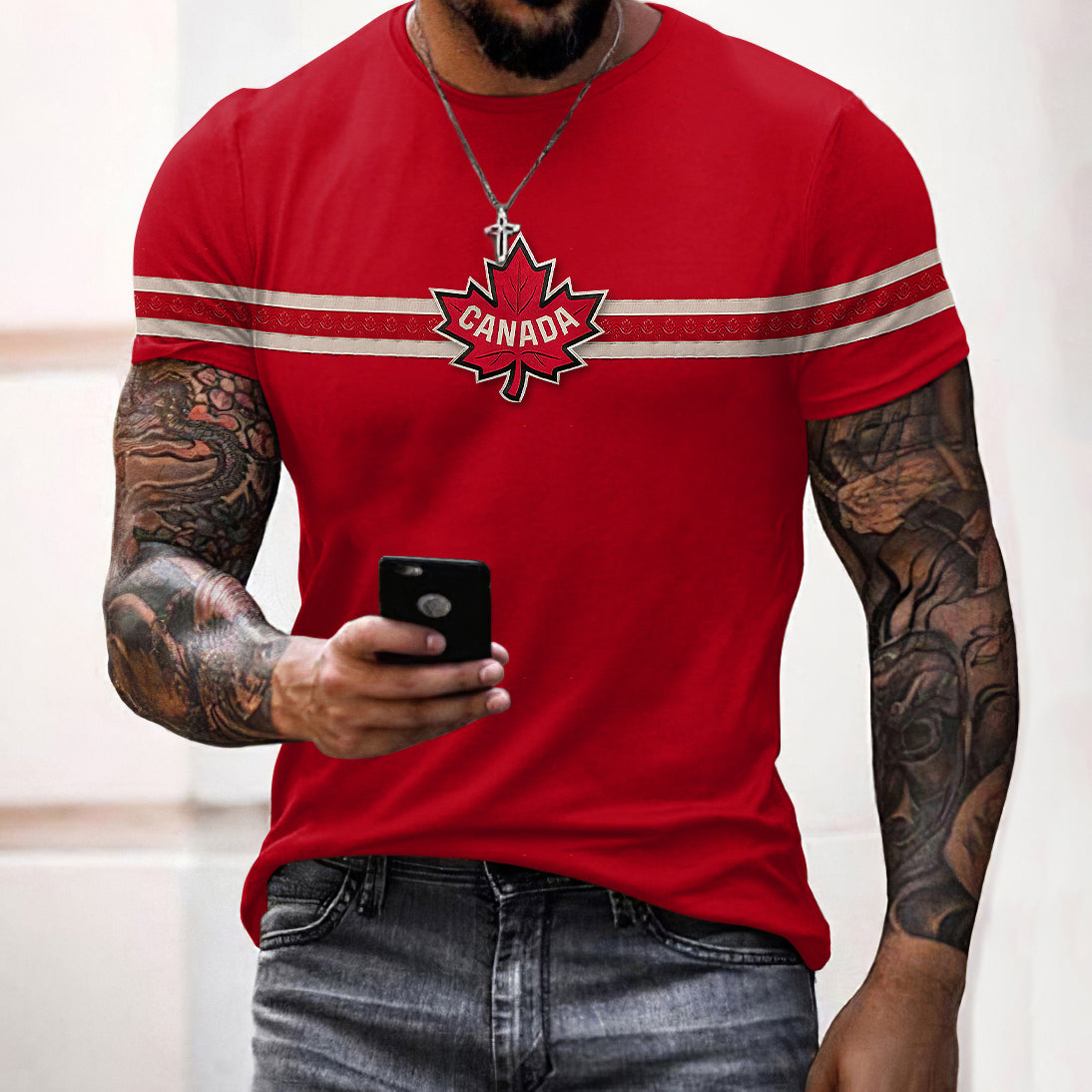 Retro Champion Canadian Hockey Contrast Color Casual Sweatpants elevenforest