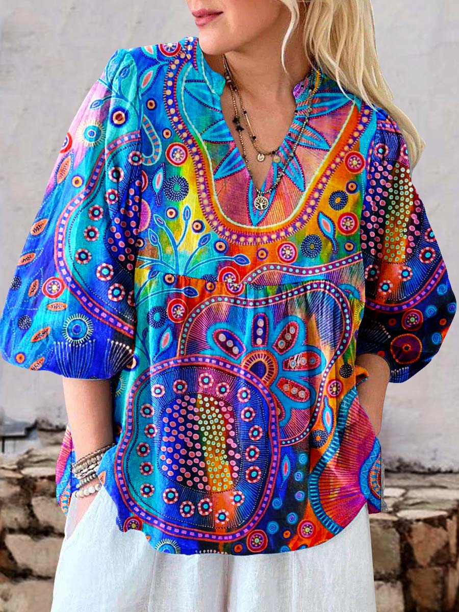 Baumwoll Zweifarbiger Pullover Beige-Navy