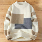 Vegan Men Mock Minimalist Knit Pullover Sustainable Patchwork Warmth Knitted Jacquard Unisex Sweater artswardrobe