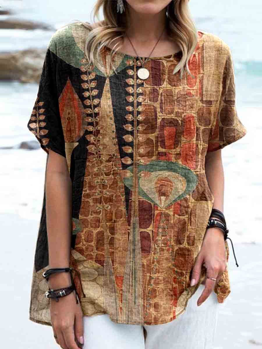 Baumwoll Zweifarbiger Pullover Beige-Navy