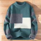 Vegan Men Mock Minimalist Knit Pullover Sustainable Patchwork Warmth Knitted Jacquard Unisex Sweater artswardrobe